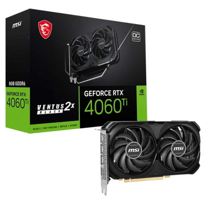 Carte Graphique Gamer MSI  RTX 4060 TI Ventus 2x 8Go OC - Noir