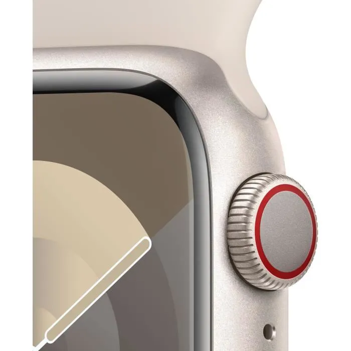 Apple Watch Series 9 GPS - 45mm - Boîtier Starlight Aluminium - Bracelet Starlight Sport Band