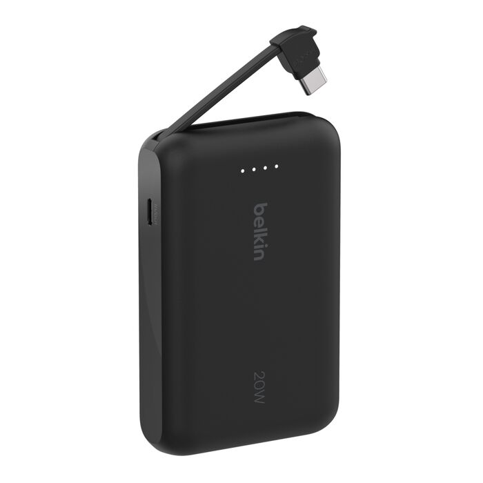 Power Bank Belkin 10K avec Câble Intégré - Noir