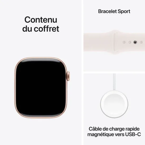 Apple Watch Series 10 GPS - 42mm - Boîtier Rose Gold Aluminium - Bracelet Light Blush Sport Band