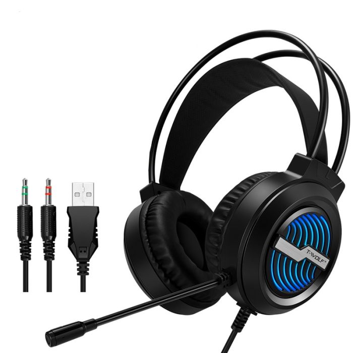 Micro Casque Gaming Filaire T-Wolf H130 RGB- Noir
