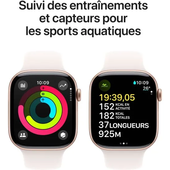 Apple Watch Series 10 GPS - 42mm - Boîtier Rose Gold Aluminium - Bracelet Light Blush Sport Band