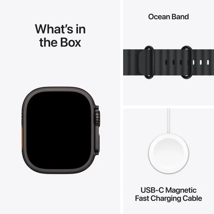 Apple Watch Ultra 2 GPS + Cellular - 49mm - Boîtier Titane Noir - Bracelet Noir Ocean Band