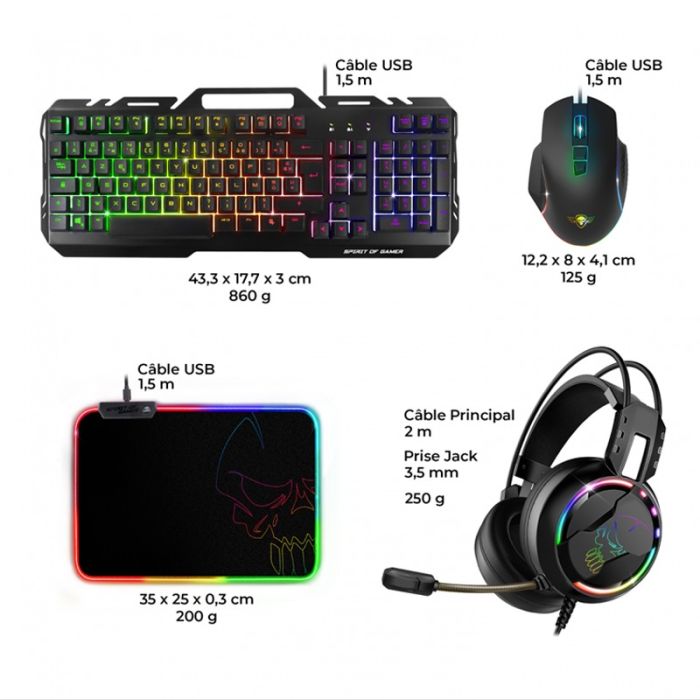 Pack Gaming 4en1 Gamer Spirit Of Gamer Ultimate MK300 RGB - Noir