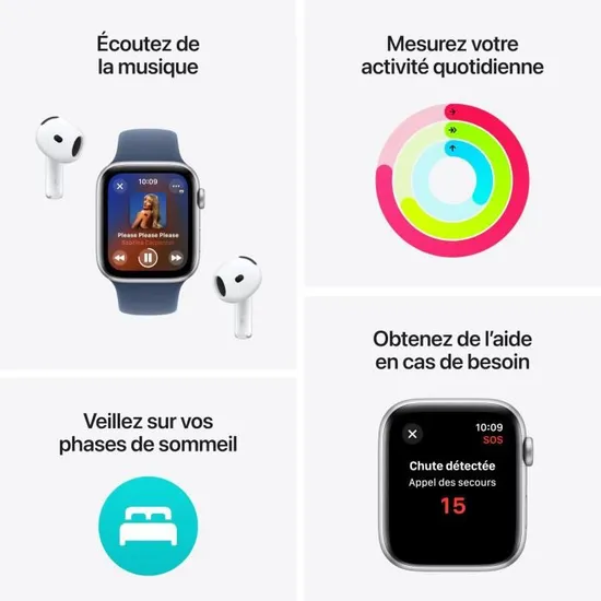 Apple Watch SE GPS - 44mm - Boîtier Midnight Aluminium - Bracelet Midnight Sport Band