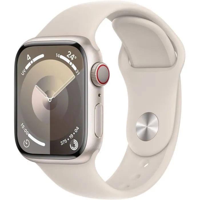 Apple Watch Series 9 GPS - 41mm - Boîtier Starlight Aluminium - Bracelet Starlight Sport Band