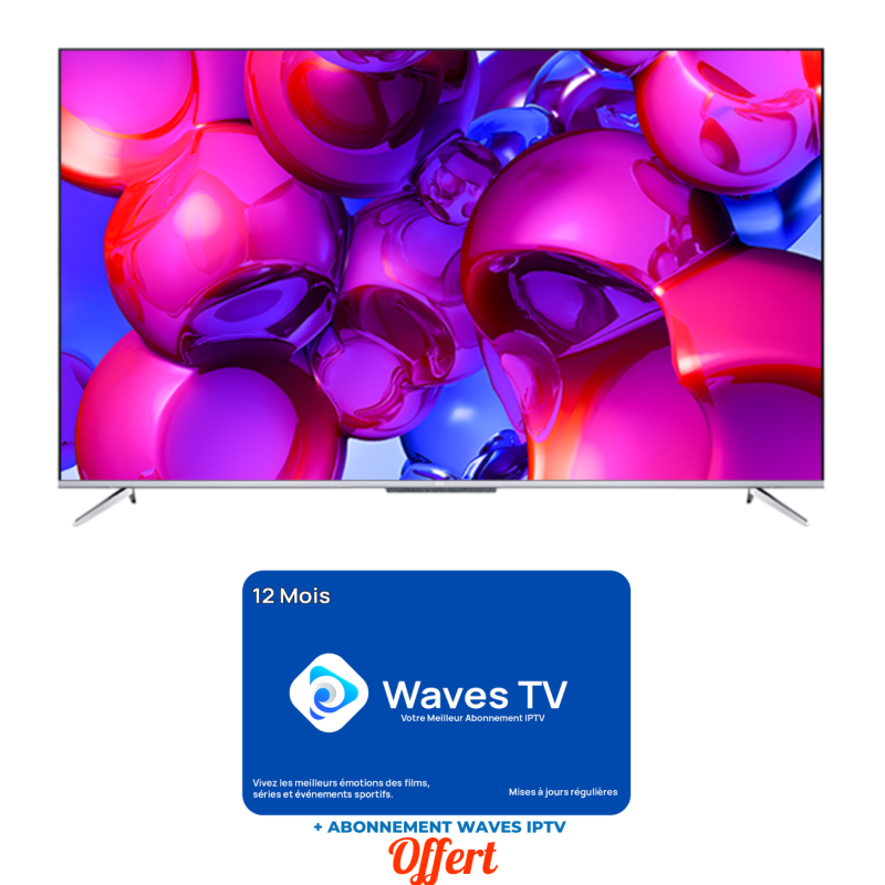 TV TCL P715  55'' LED UHD 4K Smart Android - Noir + Abonnement WAVES IPTV 12 Mois Offert