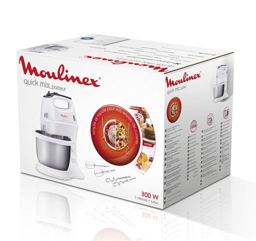 Batteur avec Bol Moulinex Quick Mix 300W - Gris&Inox
