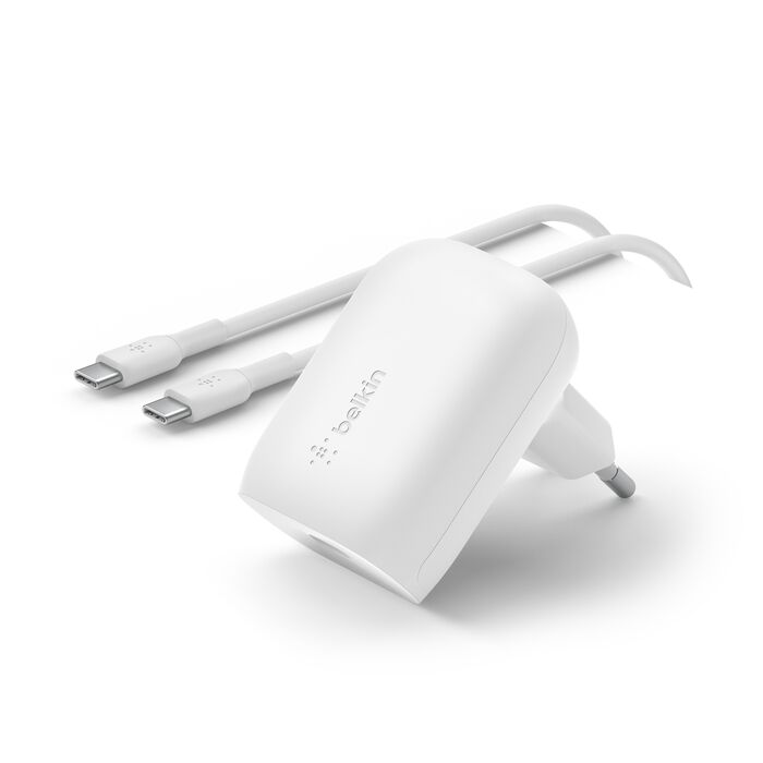 Chargeur Belkin Boost Charge 20W avec Câble USB-C Vers USB-C - Blanc