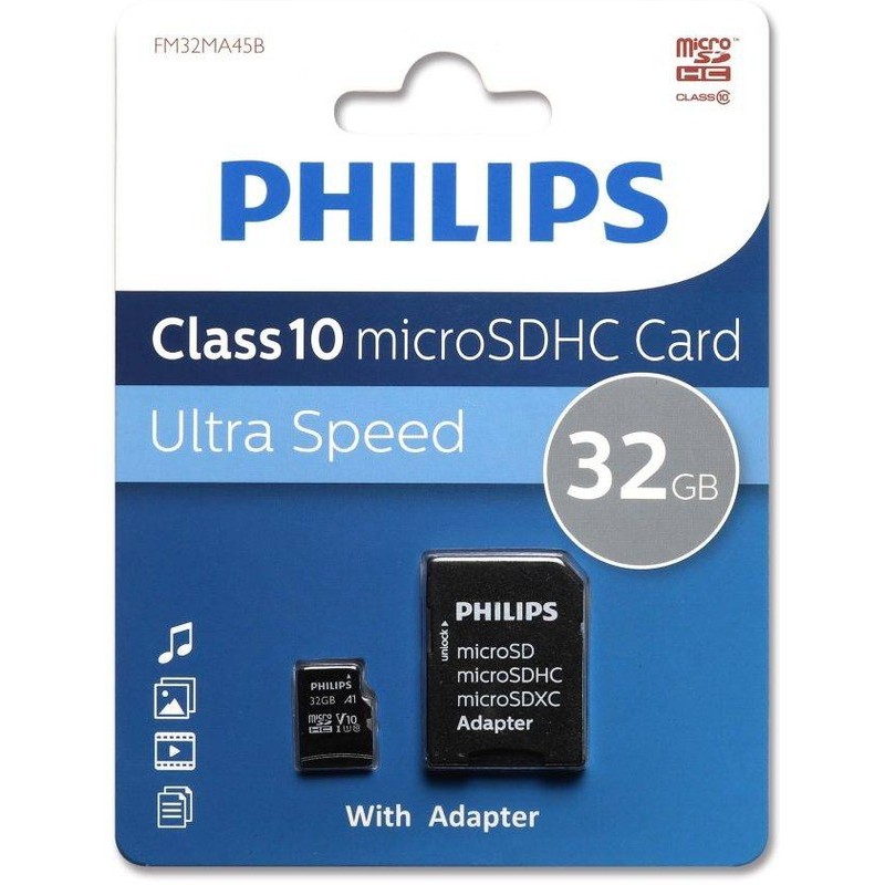 Carte Mémoire Philips Classe 10 Micro SDHC 32Go