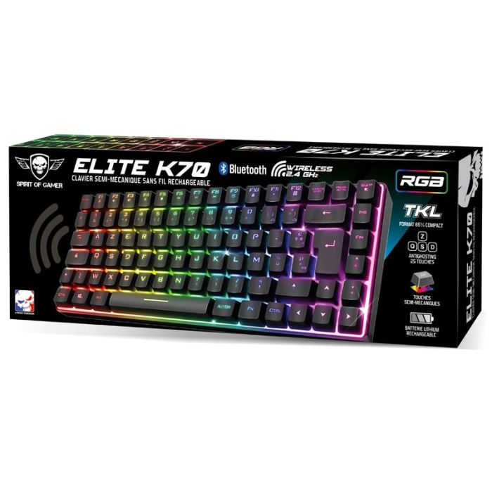 Clavier Gamer Sans Fil Spirit Of Gamer Elite-K70 RGB - Noir