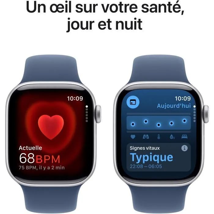 Apple Watch Series 10 GPS - 42mm - Boîtier Silver Aluminium - Bracelet Denim Sport Band
