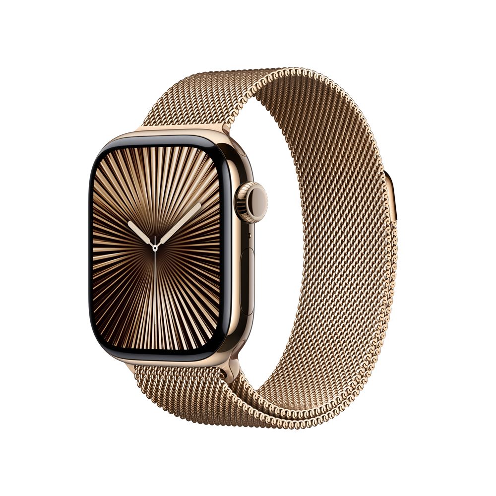 Apple Watch Series 10 GPS + Cellular 42mm - Boîtier en Titane - Bracelet Milanais Or