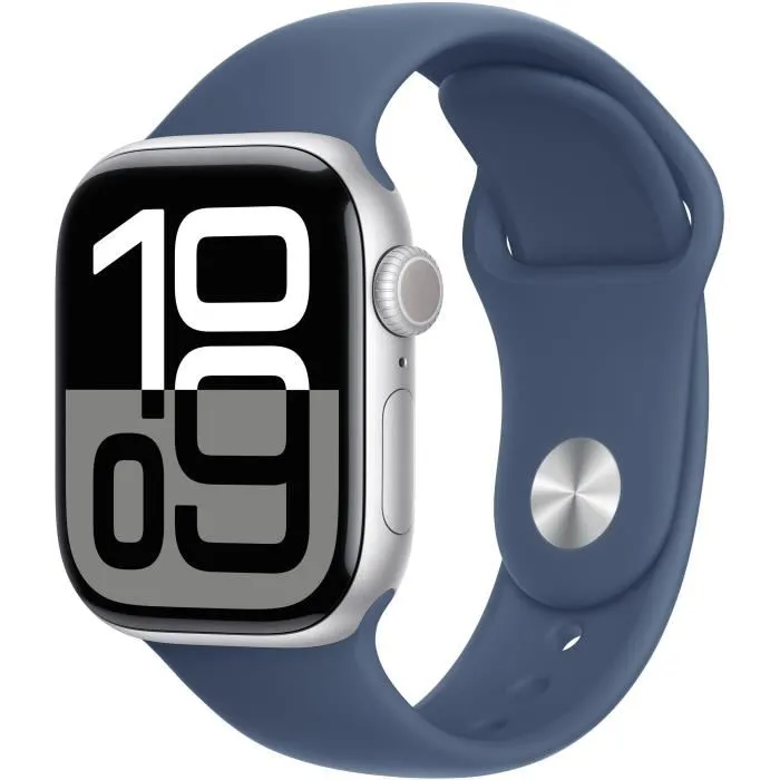 Apple Watch Series 10 GPS - 42mm - Boîtier Silver Aluminium - Bracelet Denim Sport Band