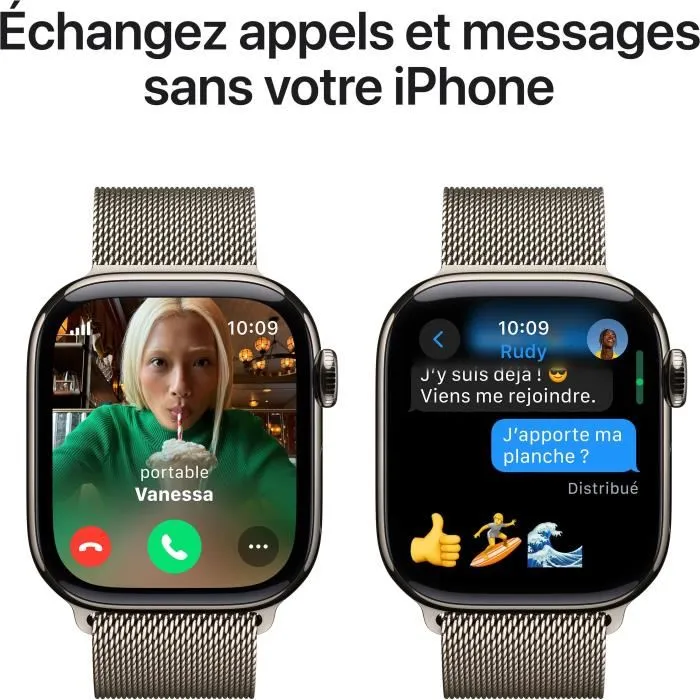 Apple Watch Series 10 GPS + Cellular - 42mm - Boîtier Natural Titanium - Bracelet Natural Milanese Loop