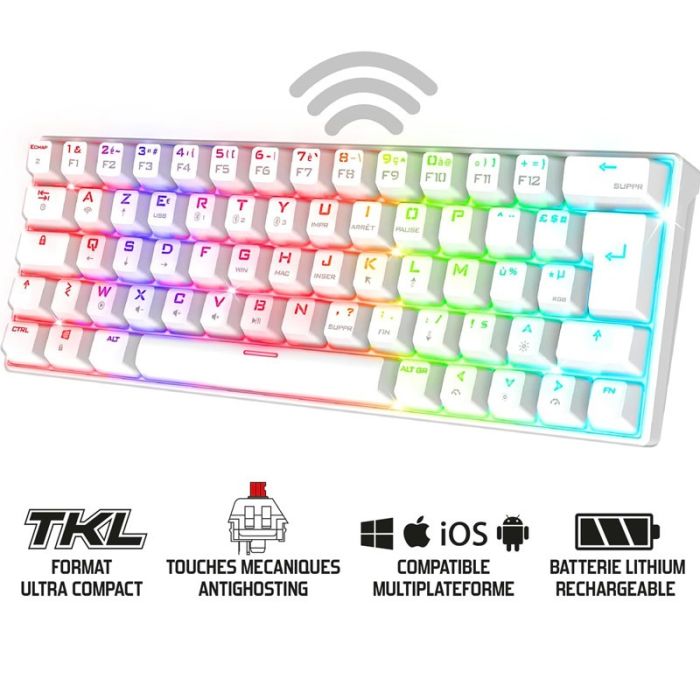 Clavier Gamer Sans Fil Spirit Of Gamer XPERT-K200 - Blanc