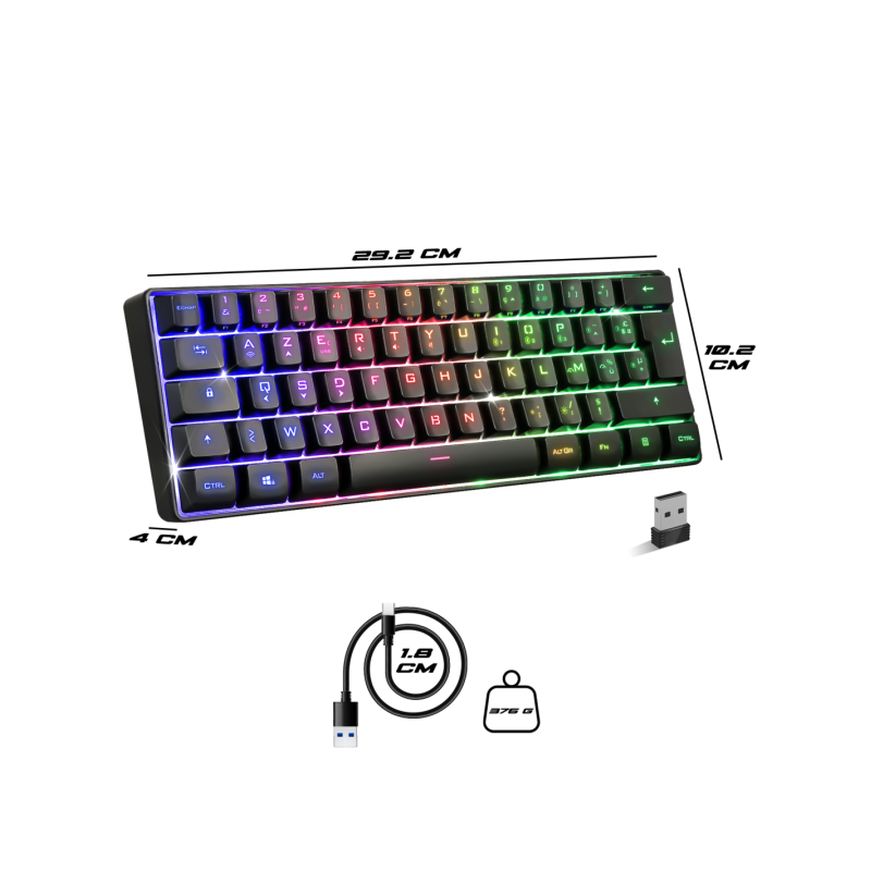 Clavier Gamer Sans Fil Spirit Of Gamer Elite-K50 RGB - Noir