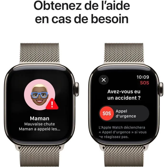 Apple Watch Series 10 GPS + Cellular - 42mm - Boîtier Natural Titanium - Bracelet Natural Milanese Loop