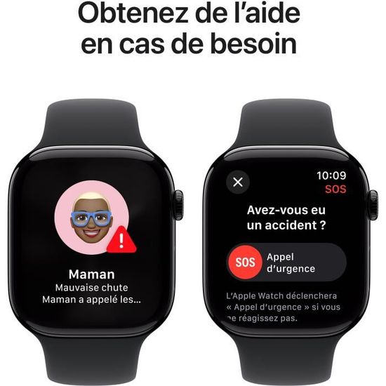 Apple Watch Series 10 GPS - 46mm - Boîtier Jet Black Aluminium - Bracelet Black Sport Band.