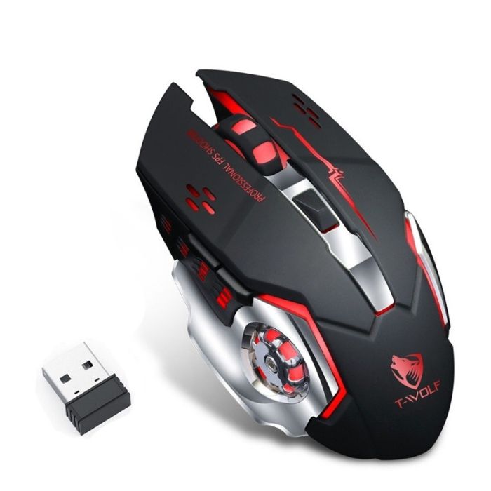 Souris Gaming Sans Fil T-Wolf Q13 Rétroéclairé - Noir