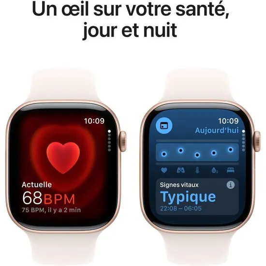 Apple Watch Series 10 GPS - 42mm - Boîtier Rose Gold Aluminium - Bracelet Light Blush Sport Band