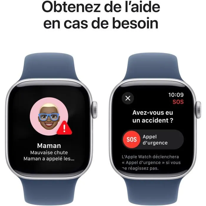Apple Watch Series 10 GPS - 42mm - Boîtier Silver Aluminium - Bracelet Denim Sport Band