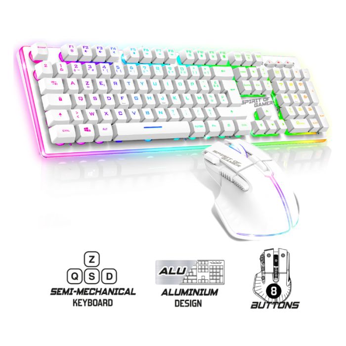 Ensemble Clavier & Souris Gamer Spirit Of Gamer Ultimate 600 - Blanc