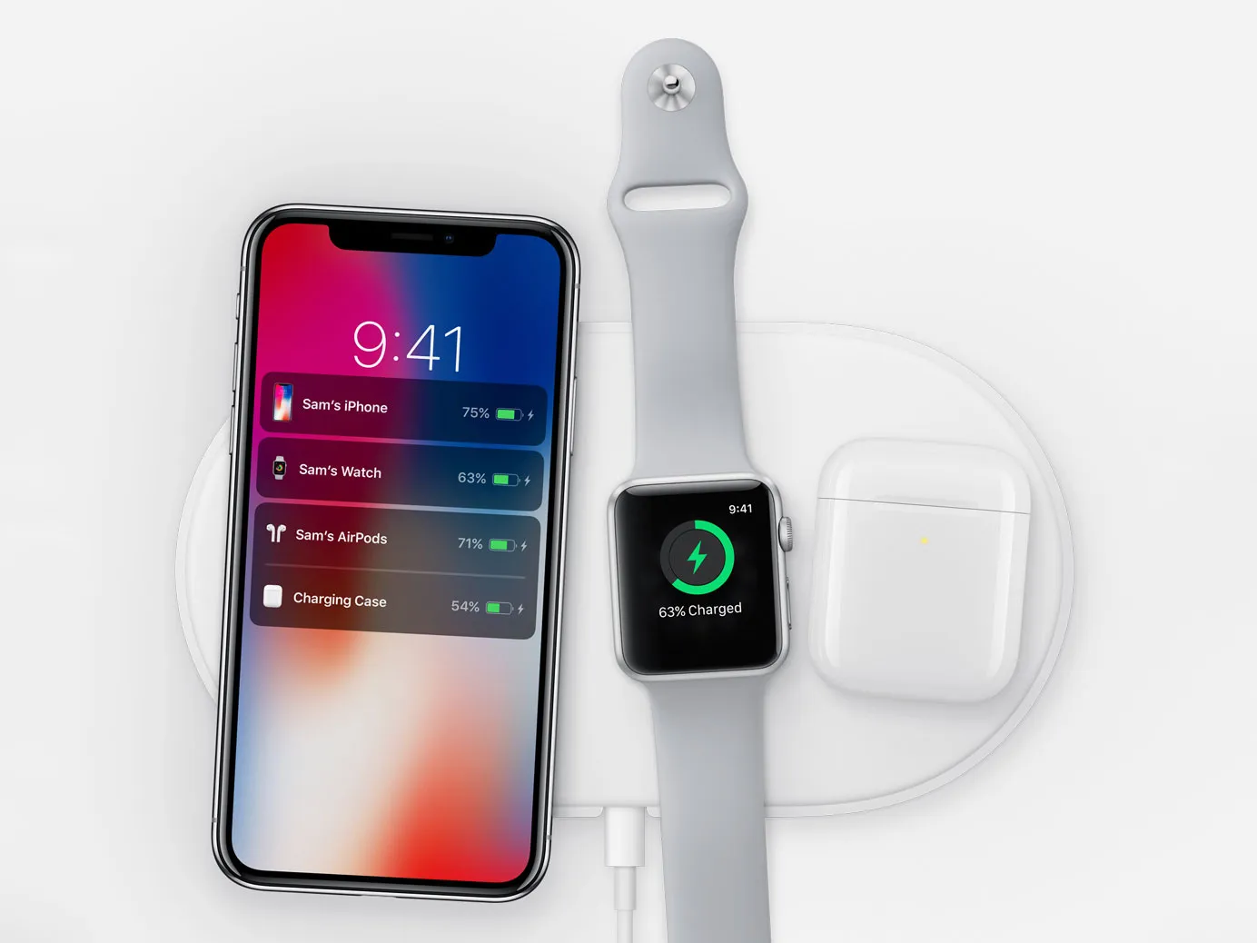 Chargeur sans fil Apple 3en1  - Blanc
