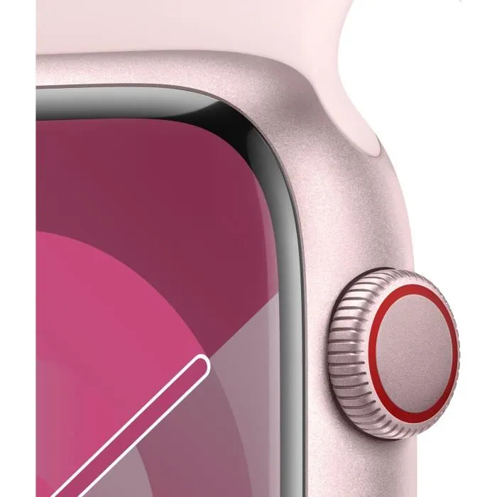 Apple Watch Series 9 GPS - 41mm - Boîtier Pink Aluminium - Bracelet Light Pink Sport Band.