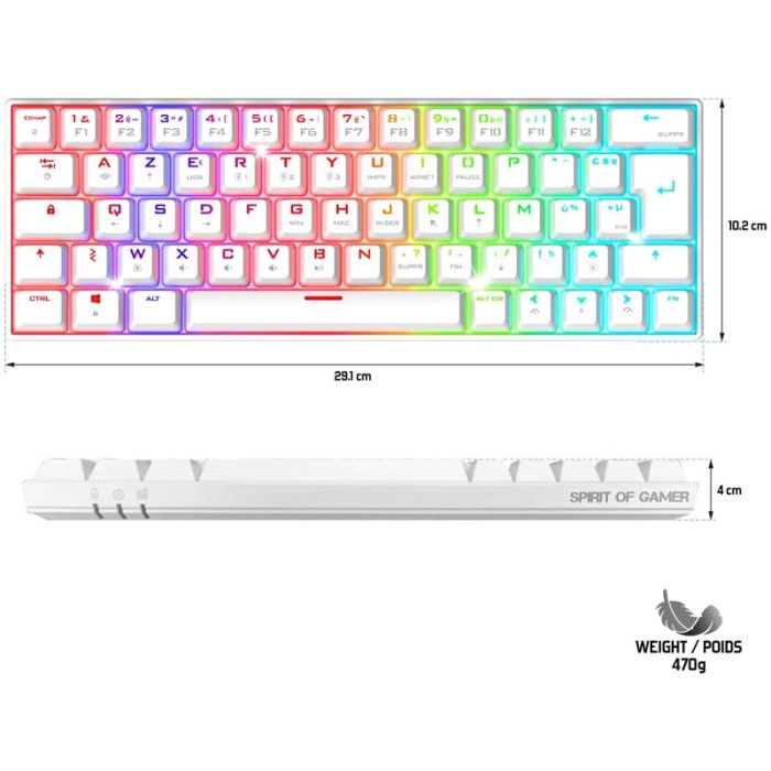 Clavier Gamer Sans Fil Spirit Of Gamer XPERT-K200 - Blanc