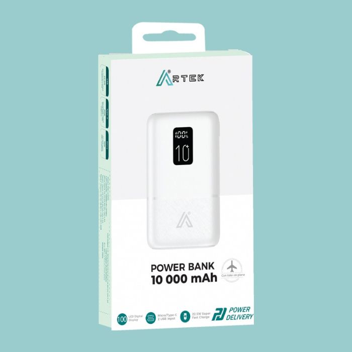 Power Bank ARTEK 10000mAh - Blanc