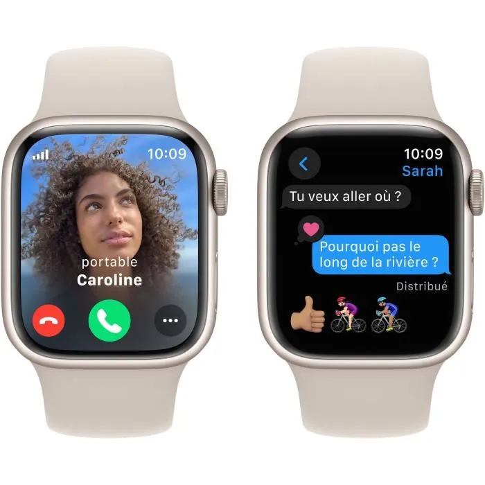 Apple Watch Series 9 GPS - 45mm - Boîtier Starlight Aluminium - Bracelet Starlight Sport Band