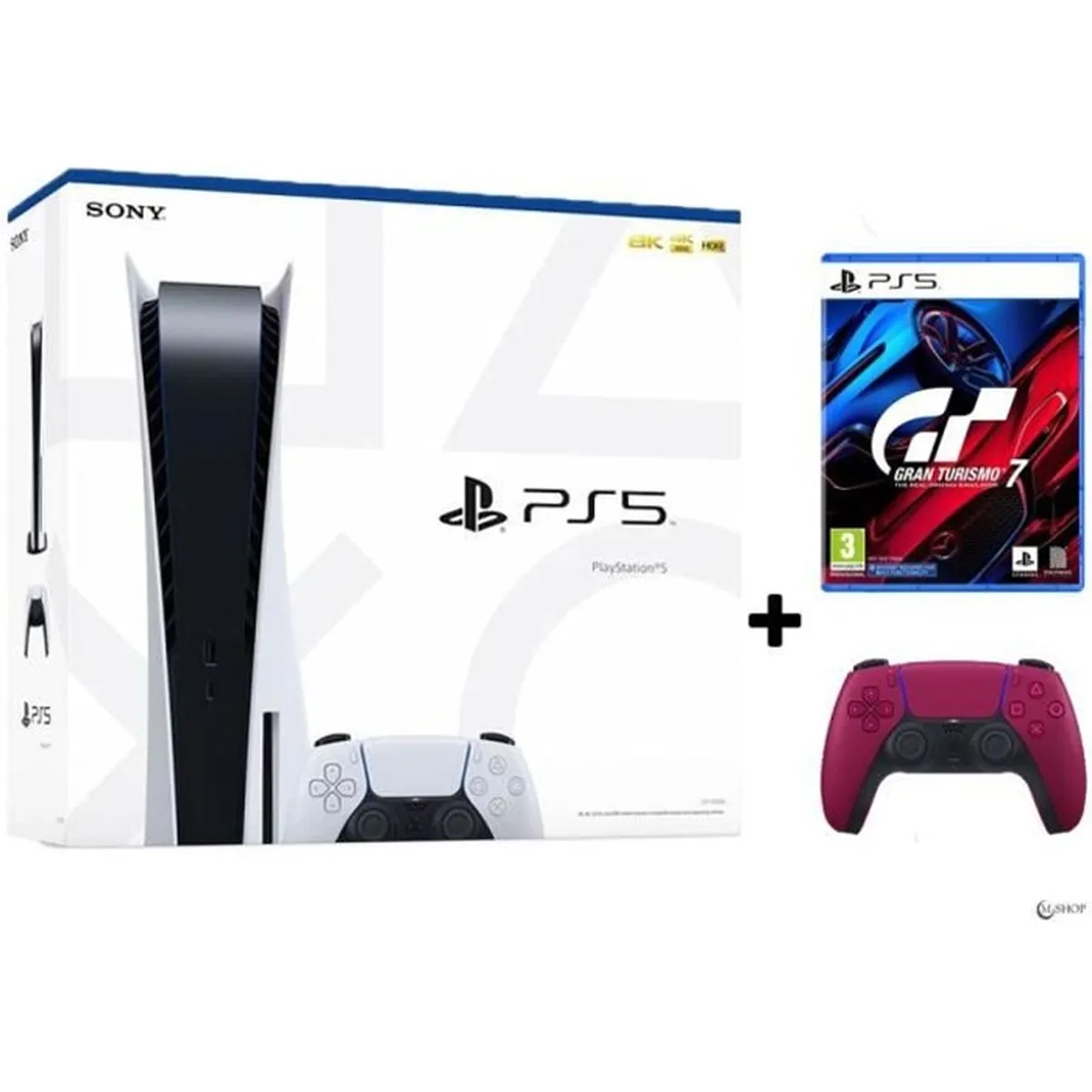 Pack Playstation 5 + Manette Rouge Ps5 + Gran Turismo 7 ps5